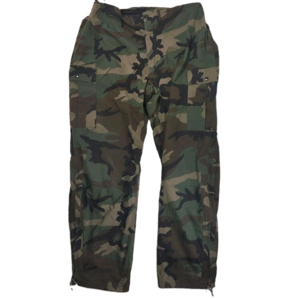 VTG 1986 US Military Chemical Protective Suit Cargo Pants Woodland Camo Mens XL